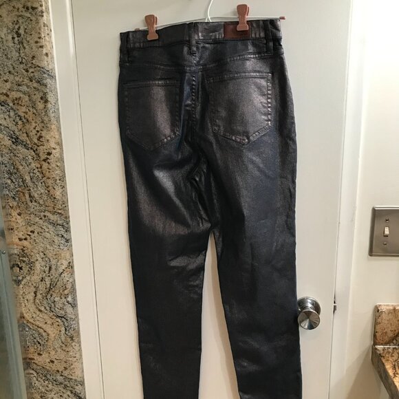 Lands End Navy Blue Metallic-coated slim ankle jeans, 7/8, nwot - Picture 4 of 6
